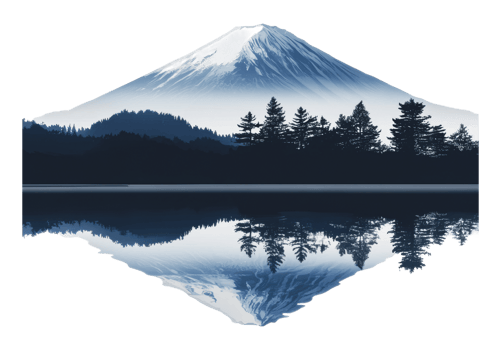 Majestic mountain reflection at dawn with trees png