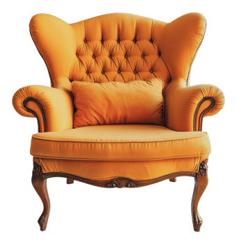 Stylish orange vintage armchair for home decor png