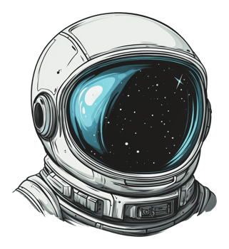 Astronaut helmet design features cosmic elements png