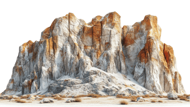 majestic rock formation stands tall, showcasing rugged textures and vibrant colors against stark background. natural beauty of this geological structure evokes sense of wonder and exploration png