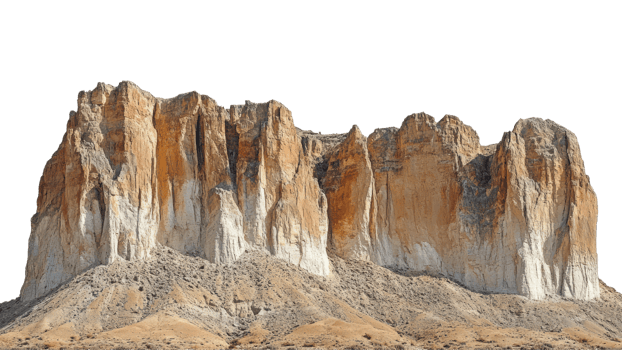 Majestic rock formation with striking orange and white hues, showcasing natural beauty and geological features. This stunning landscape captures essence of natures artistry png