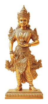 Golden deity statue in traditional attire png