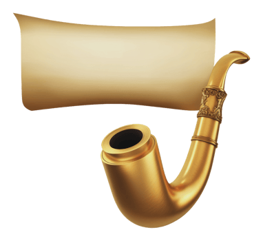 Gold pipe on parchment backdrop png
