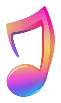 Colorful musical note with vibrant gradient design png