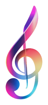 Colorful treble clef design with vibrant hues png