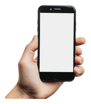 Hand holding a smartphone with a blank screen png