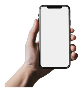 Hand holding blank smartphone screen png