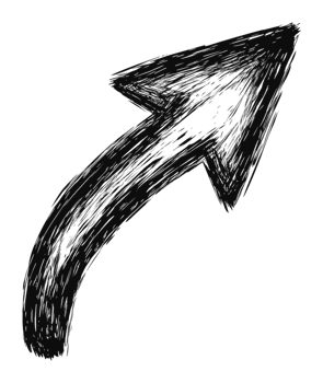 Black arrow pointing upwards in sketch style png