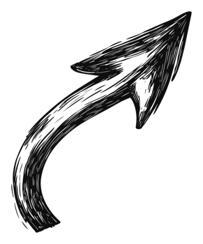 Sketchy upward hand-drawn arrow png