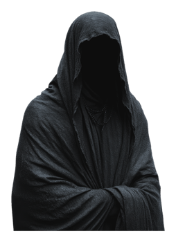 Mysterious figure wrapped in dark fabric at night png