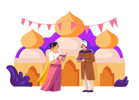 Traditional Diwali Greeting Scene vector
