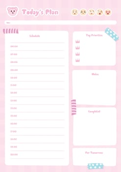 Cute Daily Planner with Schedule and Notes vector