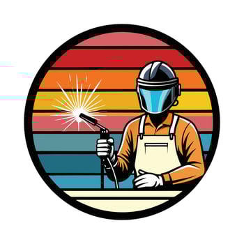 Retro Welding Worker Clipart illustration vector