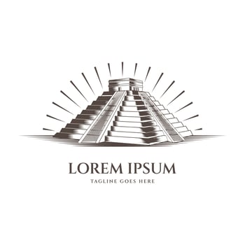 Vintage Retro Famous Ancient Mexican or Peru Inca Chicen Itza Aztec Mayan Pyramid Illustration vector