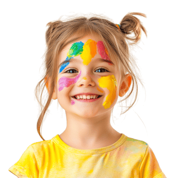 Happy Girl with Colorful Face Paint png