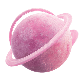 pink planet with rings on a transparent background png