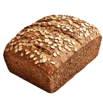 Freshly baked whole grain bread with oats on top png