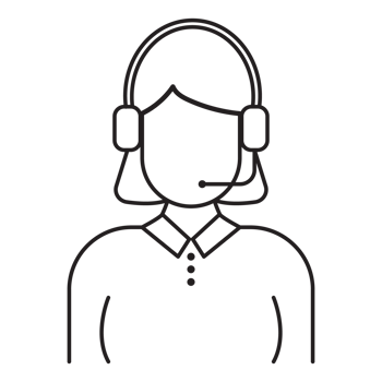 Black line drawing Call Center Support woman giving phone consultation editable stroke png