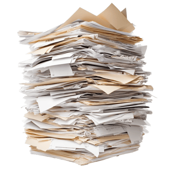 Piled up documents ready for organization png