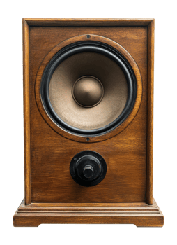 Classic wooden speaker design with vintage appeal png
