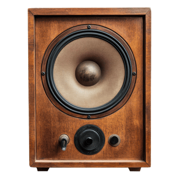 Classic wooden speaker, vintage style png