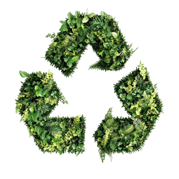 recycle icon symbol made of plants and nature elements on a transparent background png