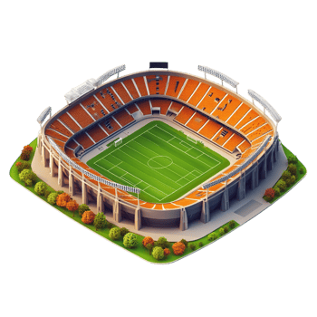 Beautiful 3D isometric stadium isolated against a transparent background png