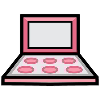 Pink eyeshadow palette on white background vector