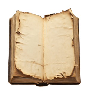 antique open book with torn pages and weathered paper texture showcasing historical wear isolated background png