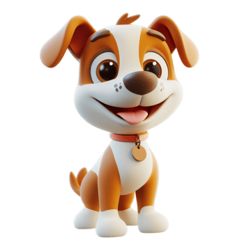 Joyful cartoon dog character png