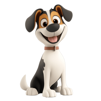Joyful cartoon dog with a collar png