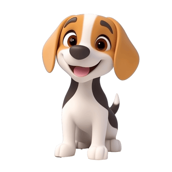 Cheerful, playful cartoon dog in bright colors png