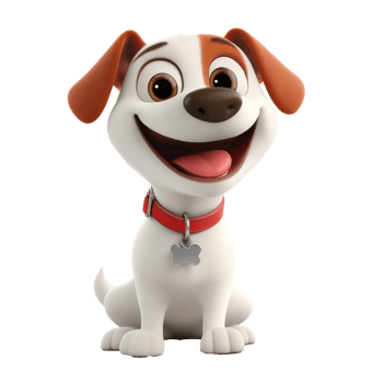 Joyful animated sitting dog character png