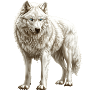 White wolf standing majestically in a natural pose png