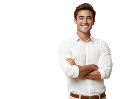 Confident man in white shirt smiling png