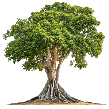 Vibrant tree with thick roots png