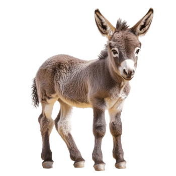 Young donkey standing in a bright area png