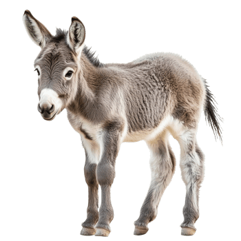 Cute donkey foal standing in a playful pose png