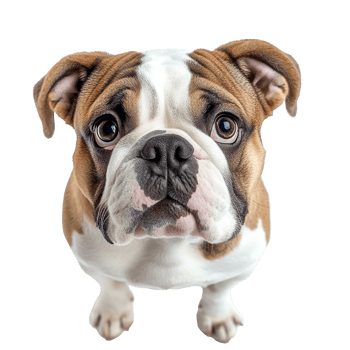 Cute bulldog looking directly at the camera png