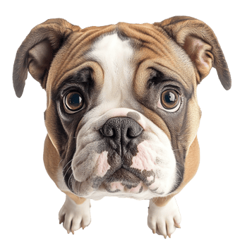 Expressive bulldog puppy in bright light png