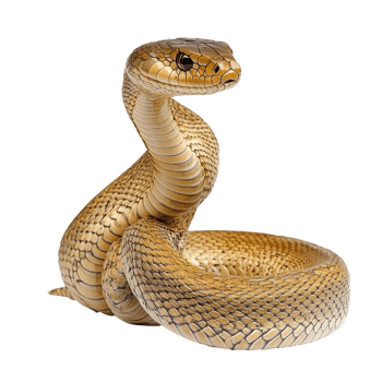 A golden snake is coiled and resting on the ground png