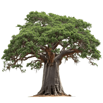 Majestic baobab tree standing in lush surroundings png