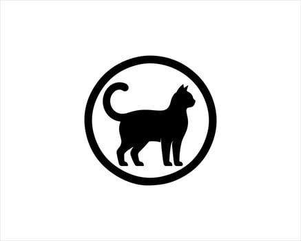 A black and white cat logo on a white background vector