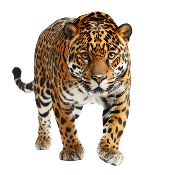 Majestic jaguar walking confidently in daylight png