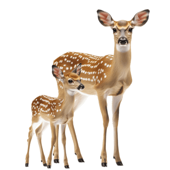Mother and baby deer standing together in nature png