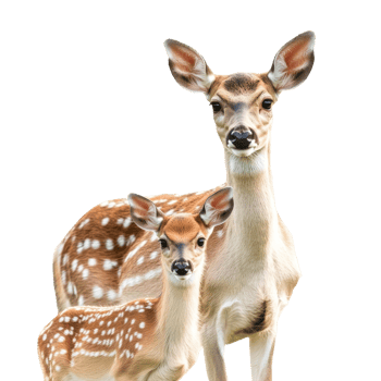 Fawn and Doe Together in Nature png