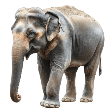 Elephant walking gracefully across the landscape png
