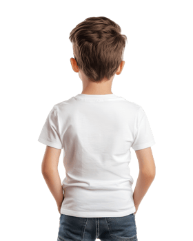 Child wearing plain white t shirt and jeans png