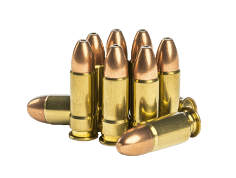 Close up view of ammunition on a white surface png