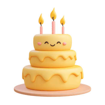 Adorable birthday cake with candles png